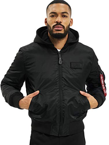 ALPHA INDUSTRIES Herren MA-1 ZH Back Print Bomberjacke, Black/Yellow Gold, M von ALPHA INDUSTRIES