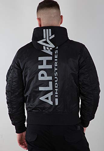 ALPHA INDUSTRIES Herren MA-1 ZH Back Print Bomberjacke, Black/Reflective, 2 XL von ALPHA INDUSTRIES