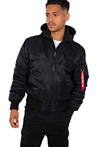 ALPHA INDUSTRIES Herren MA-1 ZH Back Print Bomberjacke, Black/White, Large von ALPHA INDUSTRIES