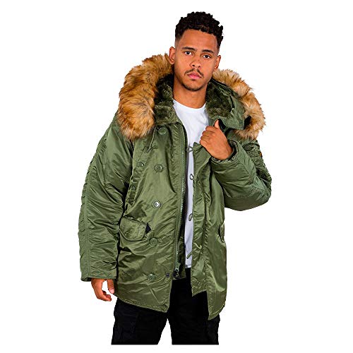Alpha Industries Herren N3B Winterjacke Parkas, Grün (sage-Green 01), Small von ALPHA INDUSTRIES