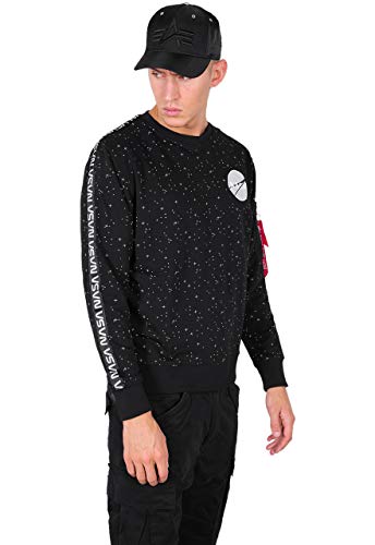 ALPHA INDUSTRIES Herren NASA Tape Sweater Sweatshirt, schwarz, Large von ALPHA INDUSTRIES