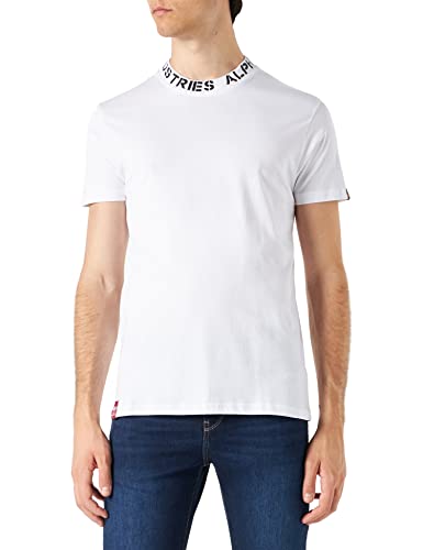 Alpha Industries Herren Neck Print T-Shirt, White, L von ALPHA INDUSTRIES