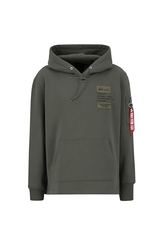 Alpha Industries Herren Patch LF Hoody Kapuzenpullover, 142-Dark Olive, S von ALPHA INDUSTRIES