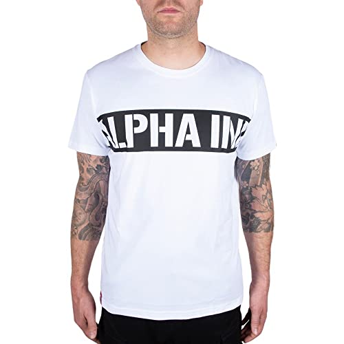 Alpha Industries Herren Printed Stripe T-Shirt, White, 3XL von ALPHA INDUSTRIES