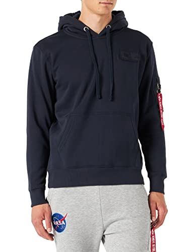 ALPHA INDUSTRIES Herren Red Stripe Hoody Kapuzensweat Kapuzenpullover, Rep.Blue, S von ALPHA INDUSTRIES