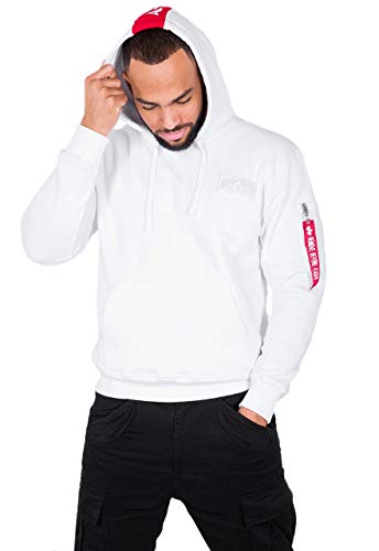 ALPHA INDUSTRIES Herren Red Stripe Hoody Kapuzensweat Kapuzenpullover, White, XL ALPHA INDUSTRIES Herren Red Stripe Hoody Kapuzensweat Kapuzenpullover, White, XL von ALPHA INDUSTRIES