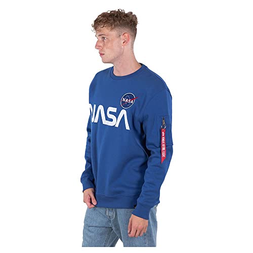 ALPHA INDUSTRIES Herren Reflective Sweater Kapuzenpullover, NASA Blue, XL von ALPHA INDUSTRIES