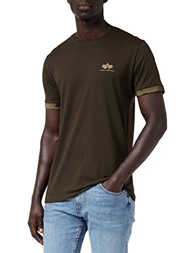 Alpha Industries Herren Roll-Up Sleeve T-Shirt, Dark Olive Camo, XL von ALPHA INDUSTRIES