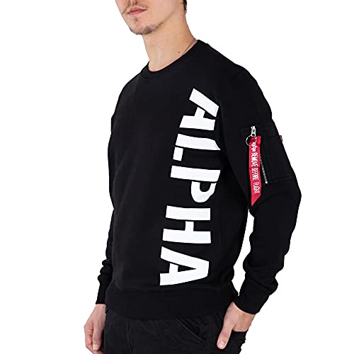 ALPHA INDUSTRIES Herren Side Print Sweater Kapuzenpullover, Black, M von ALPHA INDUSTRIES