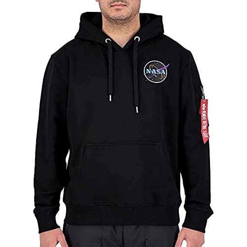 ALPHA INDUSTRIES Dark Side Hoody Kapuzensweat für Herren Black/Neon Purple von ALPHA INDUSTRIES