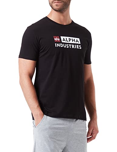 Alpha Industries Herren Alpha Block-Logo T-Shirt, Black, M von ALPHA INDUSTRIES