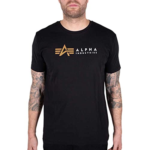 Alpha Industries Herren Alpha Label T-Shirt, Black, S von ALPHA INDUSTRIES