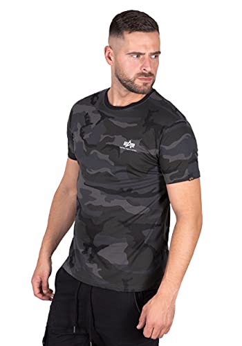 Alpha Industries Herren Backprint T-Shirt, Black Camo, L von ALPHA INDUSTRIES