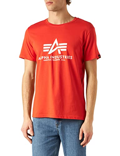 Alpha Industries Herren Basic T-Shirt, Blickdicht, Atomic Red, S von ALPHA INDUSTRIES