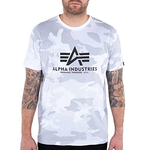 Alpha Industries Herren Basic T-Shirt, White Camo, S von Alpha Industries