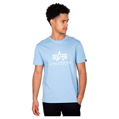 Alpha Industries Herren Basic T-Shirt, Light Blue, XXL von ALPHA INDUSTRIES