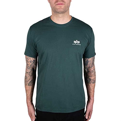 Alpha Industries Herren Basic T Small Logo T-Shirt, Navy Green, M von ALPHA INDUSTRIES