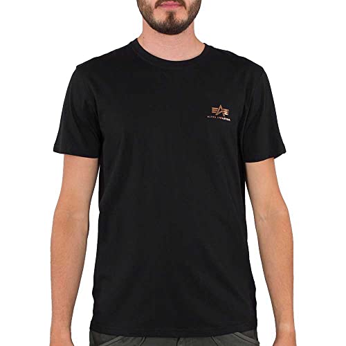 Alpha Industries Herren Basic T Small Logo Foil Print T-Shirt, Black/Gold, S von ALPHA INDUSTRIES