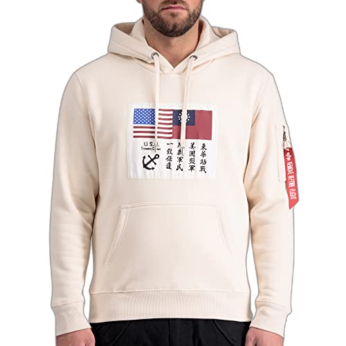 ALPHA INDUSTRIES Herren USN Blood Chit Hoody Kapuzensweat Kapuzenpullover, Jet Stream White, XL von ALPHA INDUSTRIES