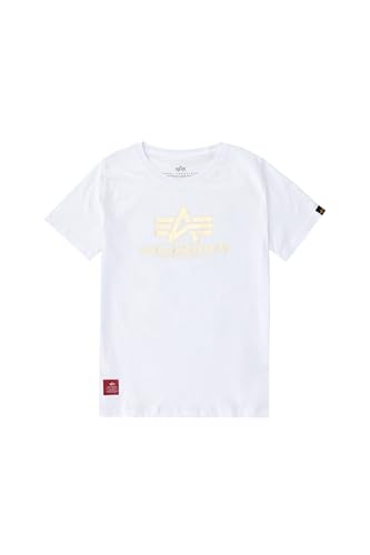 Alpha Industries Unisex Kinder Basic T Foil Print Kids/Teens T-Shirt, White/Yellow Gold, 12 von ALPHA INDUSTRIES