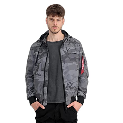 ALPHA INDUSTRIES MA-1 LW Hooded Refl. Camo Bomberjacke für Herren Black Camo von ALPHA INDUSTRIES