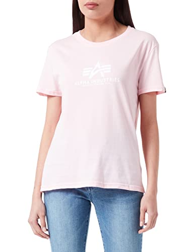 Alpha Industries Damen New Basic T Wmn T-Shirt, Pastel Pink, L von ALPHA INDUSTRIES