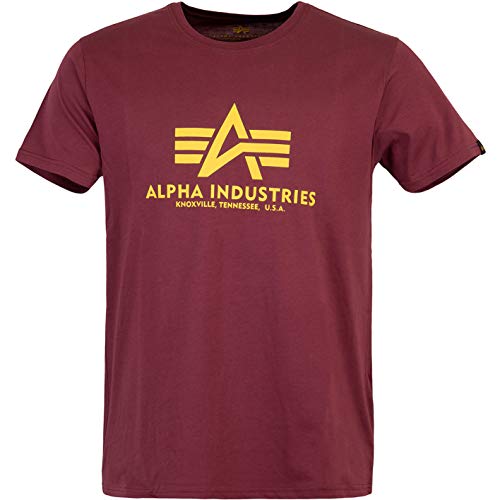 ALPHA INDUSTRIES T-Shirt (DE/NL/SE/PL, Alphanumerisch, XL, Regular, Regular, Burgundy) von ALPHA INDUSTRIES
