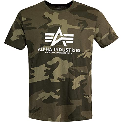 ALPHA INDUSTRIES T-Shirt (DE/NL/SE/PL, Alphanumerisch, XXL, Regular, Regular, Olive camo) von ALPHA INDUSTRIES