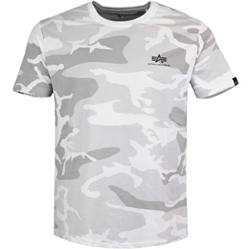 ALPHA INDUSTRIES T-Shirt (DE/NL/SE/PL, Alphanumerisch, XXL, Regular, Regular, White camo) von ALPHA INDUSTRIES