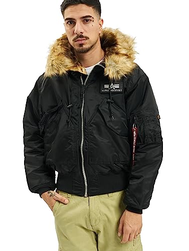 Alpha Industries Herren 45P Hooded Custom Bomberjacke, Black/Reflective, XL von ALPHA INDUSTRIES