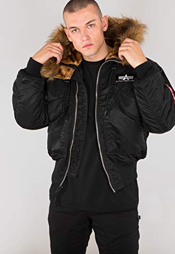 Alpha Industries Herren 45P Hooded Custom Bomberjacke, Black/Reflective, XL von Alpha Industries