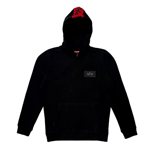 Alpha Industries Unisex Kinder Red Stripe Hoody, Black, 134/140 von Alpha Industries