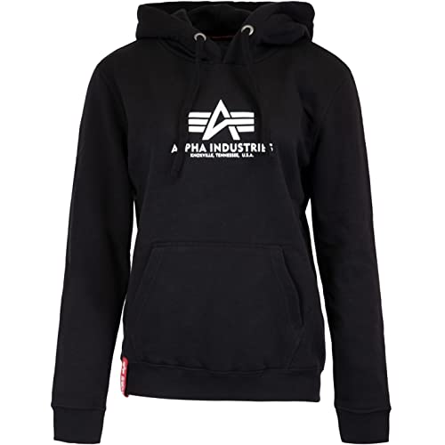 ALPHA INDUSTRIES Women Hoody Kapuzenpullover (DE/NL/SE/PL, Alphanumerisch, L, Regular, Regular, Black) von ALPHA INDUSTRIES