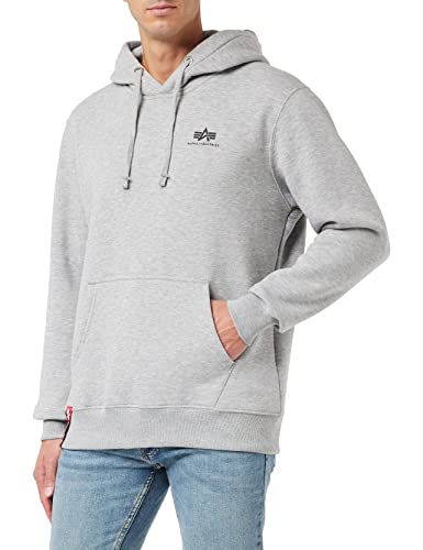 Alpha Industries Herren Basic Hoody Small Logo Kapuzensweat Kapuzenpullover, Grey Heather, L von ALPHA INDUSTRIES