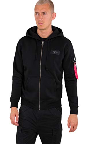 Alpha Industries Herren Back Print Zip Hoodie Kapuzenpullover, Black, XXL von Alpha Industries
