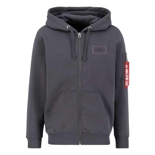 Alpha Industries Back Print Zip Hoody Kapuzensweat für Herren Vintage Grey von ALPHA INDUSTRIES