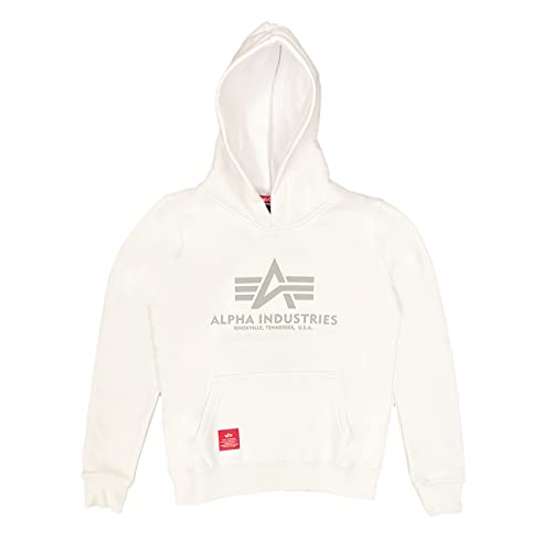 Alpha Industries Basic Hoody Kids/Teens Ref. Print Kapuzensweat für Kids und Teens White von ALPHA INDUSTRIES