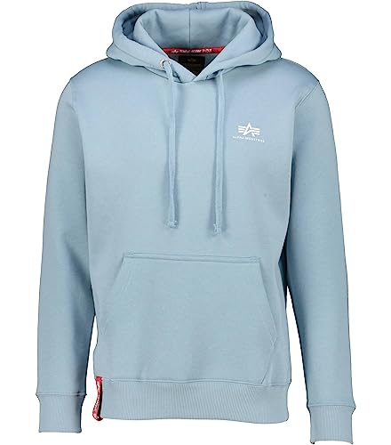 Alpha Industries Basic Hoody Small Logo Kapuzensweat für Herren Greyblue von ALPHA INDUSTRIES