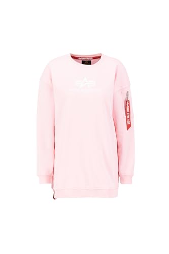 Alpha Industries Basic Long Sweater OS Wmn Sweatshirt für Damen Pastel Pink von ALPHA INDUSTRIES