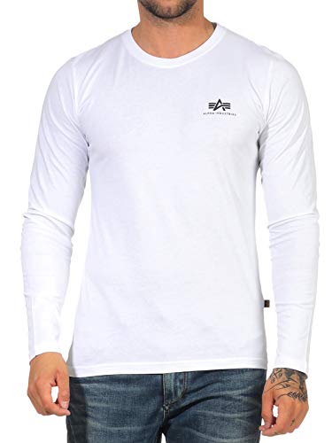 Alpha Industries Herren Basic LS Small Logo Longsleeve T-Shirt, White, M von ALPHA INDUSTRIES