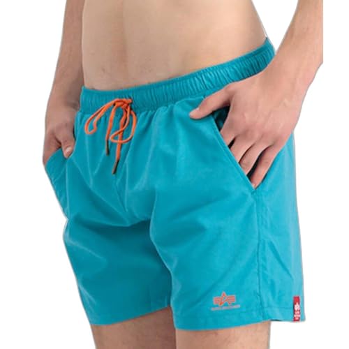 Alpha Industries Basic Swim Short Badehose für Herren Jet Stream White von Alpha Industries