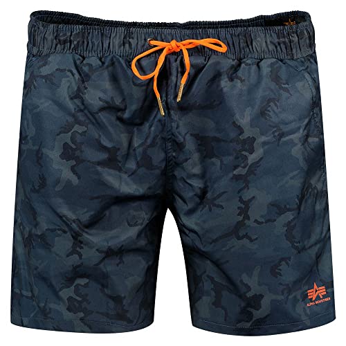 Alpha Industries Basic Swim Short Schwimmshort für Herren Navy Camo von ALPHA INDUSTRIES