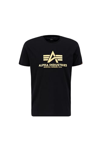 Alpha Industries Basic T Carbon T-Shirt für Herren Black/Gold von ALPHA INDUSTRIES