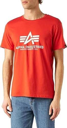 ALPHA INDUSTRIES Herren Basic T Ml T-Shirt, Rot (Speed Red/White), M von ALPHA INDUSTRIES