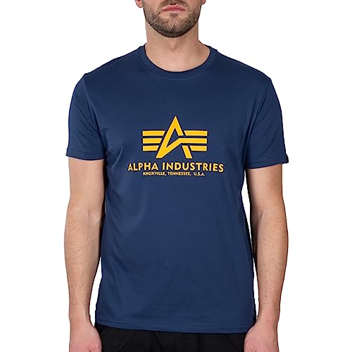 Alpha Industries Herren Basic T-Shirt, Blickdicht, Blau, XS von ALPHA INDUSTRIES