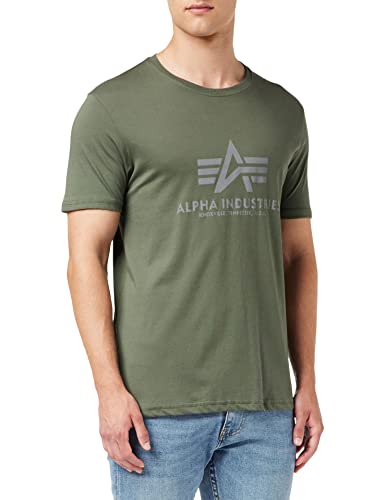 Alpha Industries Basic T-Shirt Reflective Print T-Shirt für Herren Dark Olive von ALPHA INDUSTRIES