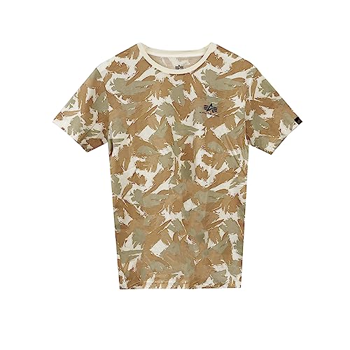 Alpha Industries Basic T Small Logo Camo T-Shirt für Herren Sand Camo von ALPHA INDUSTRIES