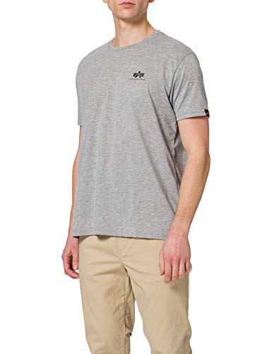 Alpha Industries Herren Basic T Small Logo T-Shirt, Grey Heather, 4XL von ALPHA INDUSTRIES