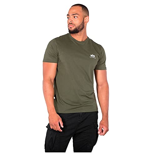 Alpha Industries Herren Basic T Small Logo T-Shirt, matt, Olive, L von Alpha Industries