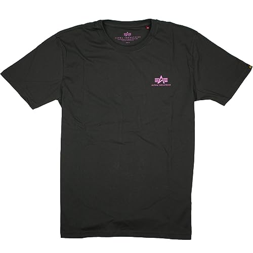 Alpha Industries Basic T Small Logo T-Shirt für Herren Black/Magenta von ALPHA INDUSTRIES